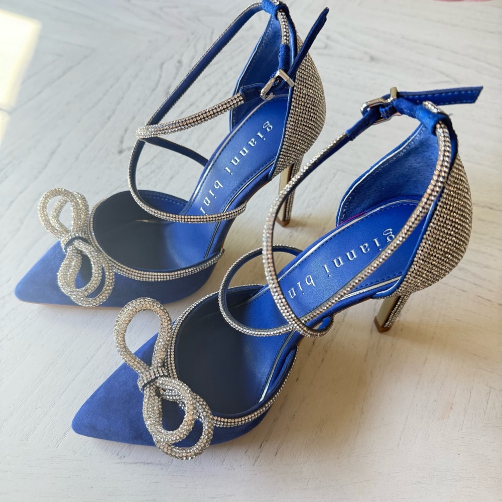 New Gianni Bini Rhinestone Bow Pointed Toe Pumps Heels - Picture 4 of 9
